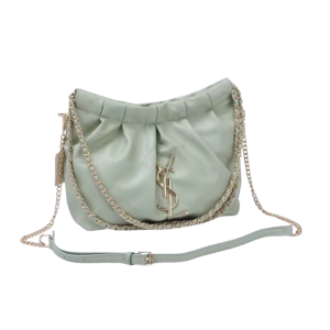 YSL-Inspired Green Leather Shoulder Bag