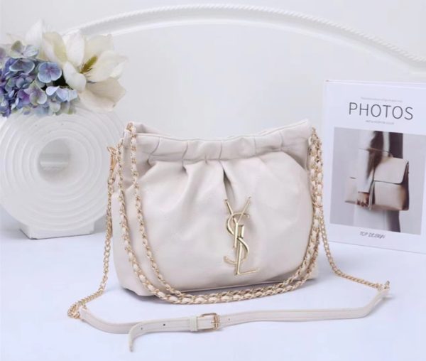 Elegant White Leather Chain Shoulder Bag - Image 2