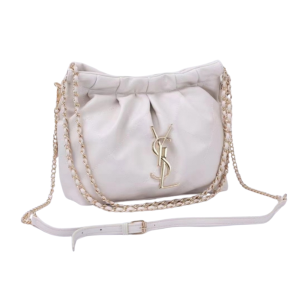 Elegant White Leather Chain Shoulder Bag